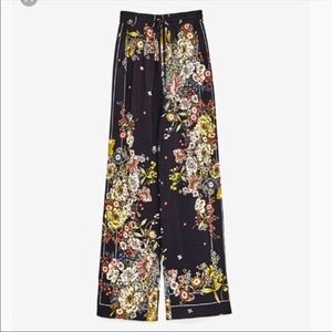 Zara Black Floral Palazzo Pants - Size M